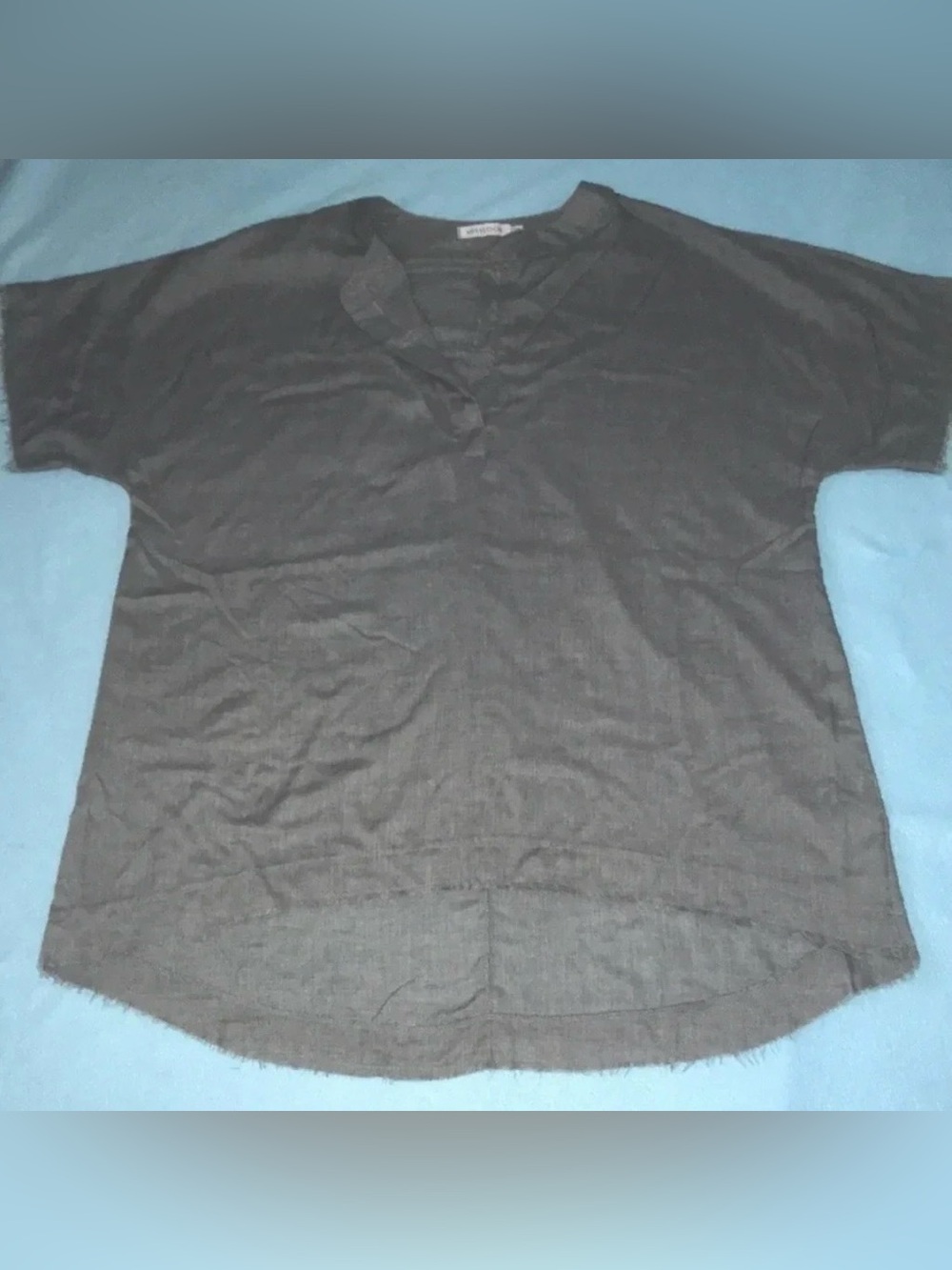 MISSLOOK tunic short sleeve raw edges lightweight v-neck high low gray size 2XL
